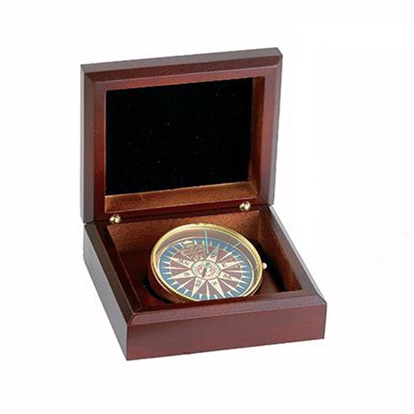 Personalized Desk Compass In Mahogany Box 