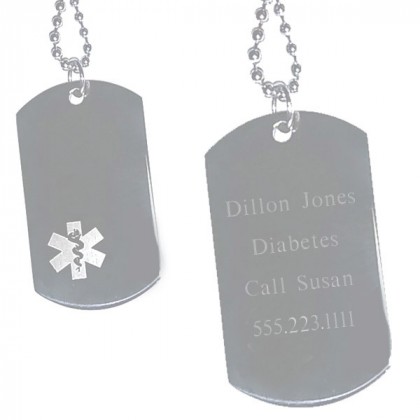 Engraved Medical Alert Dog Tag with Mini Symbol | ForAllGifts