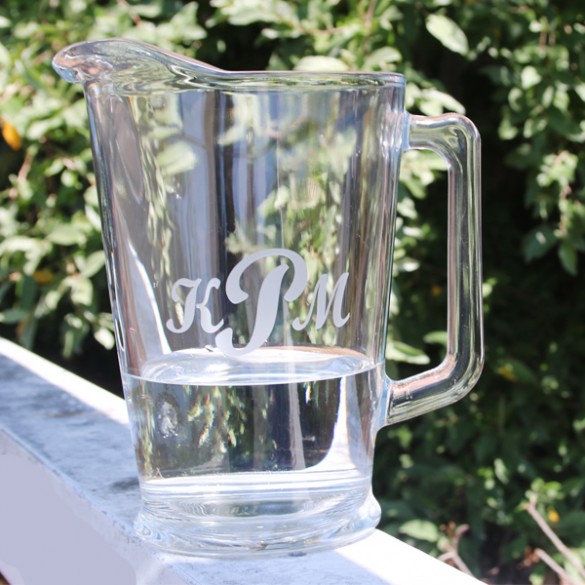 Large Glass Pitcher with Monogramming | ForAllGifts