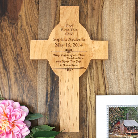 Bless This Child Personalized Wood Cross | ForAllGifts