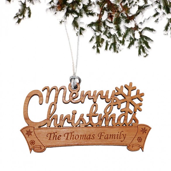 Merry Christmas Personalized Wood Carved Ornament ForAllGifts   16936d 