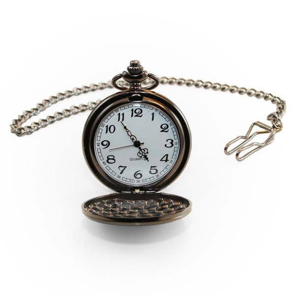 Engraved Black Pocket Watch In Stainless Steel | ForAllGifts