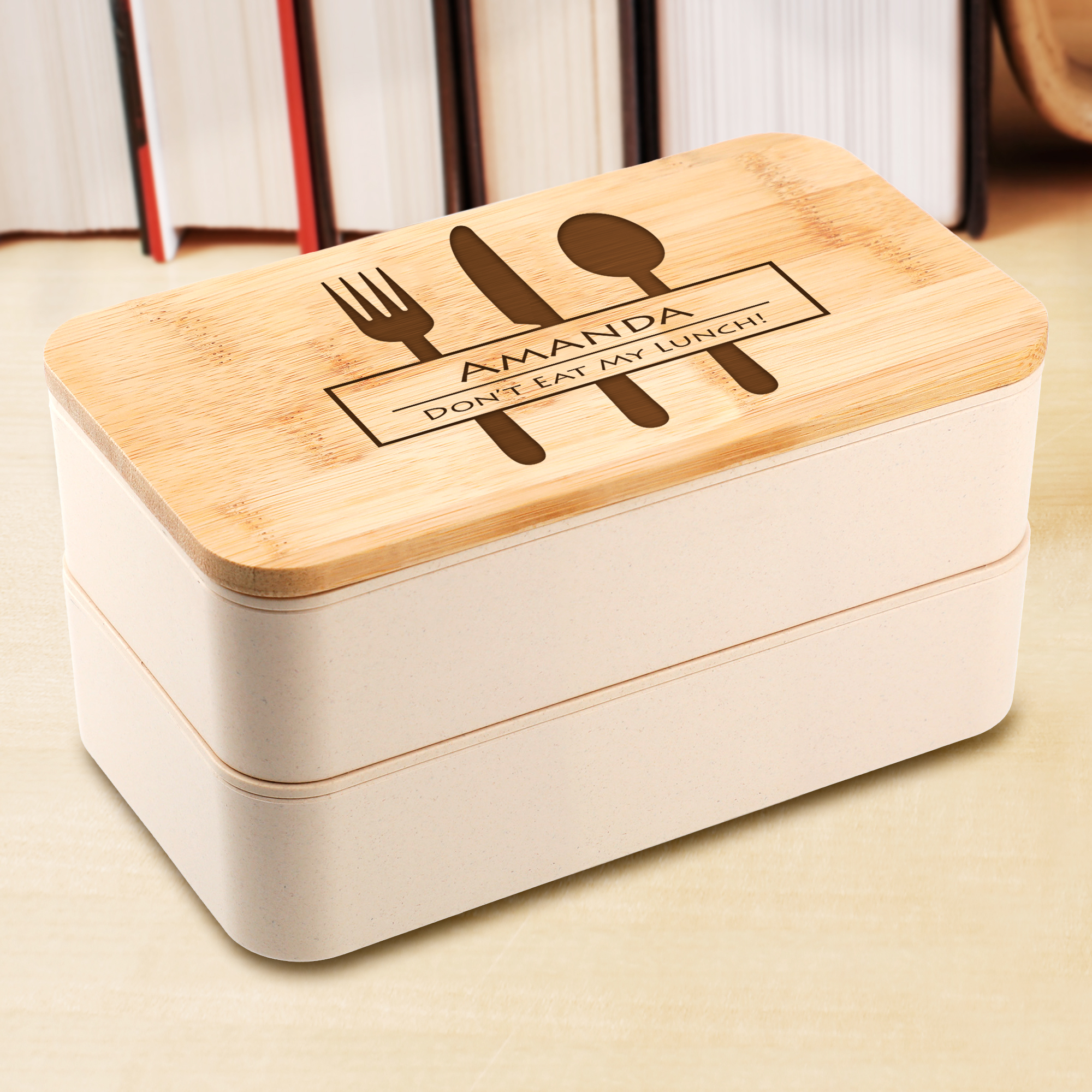 Bamboo Bento Box w/Built-In Utensils