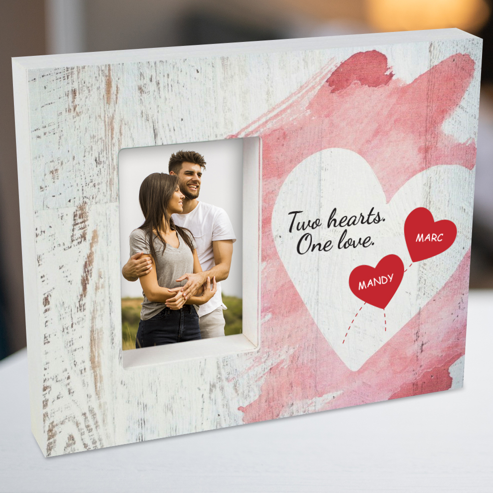 Love You More Personalized Wooden Hearts Photo Frame