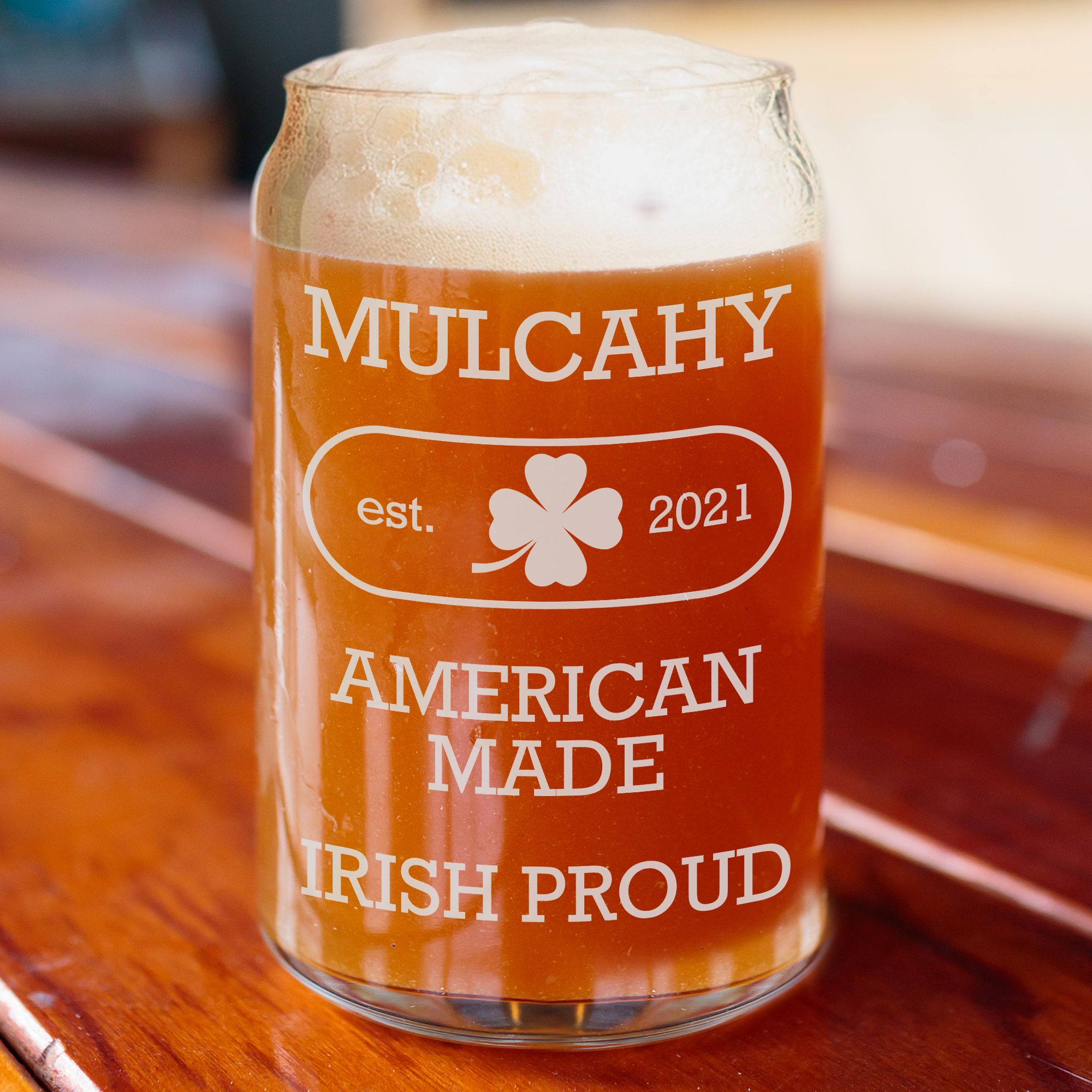 Irish Home Personalized 16oz. Beer Can Glass