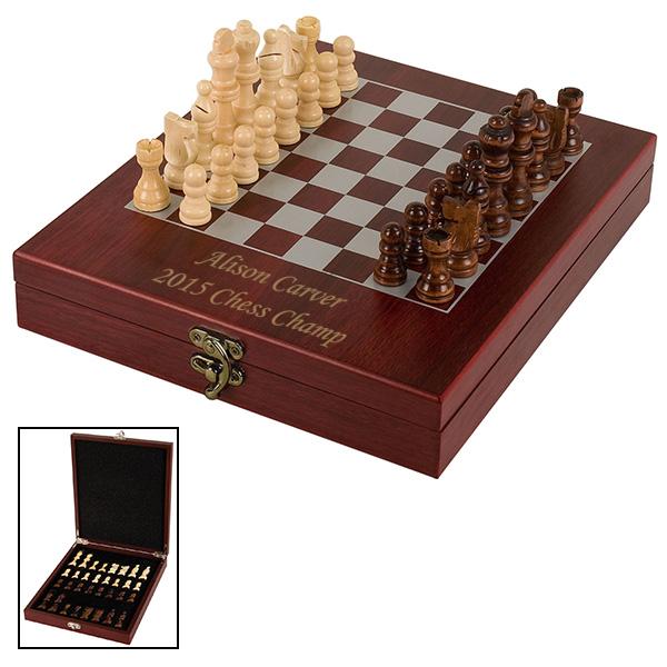 Personalized Wooden Chess Set Box With Hidden Compartment 