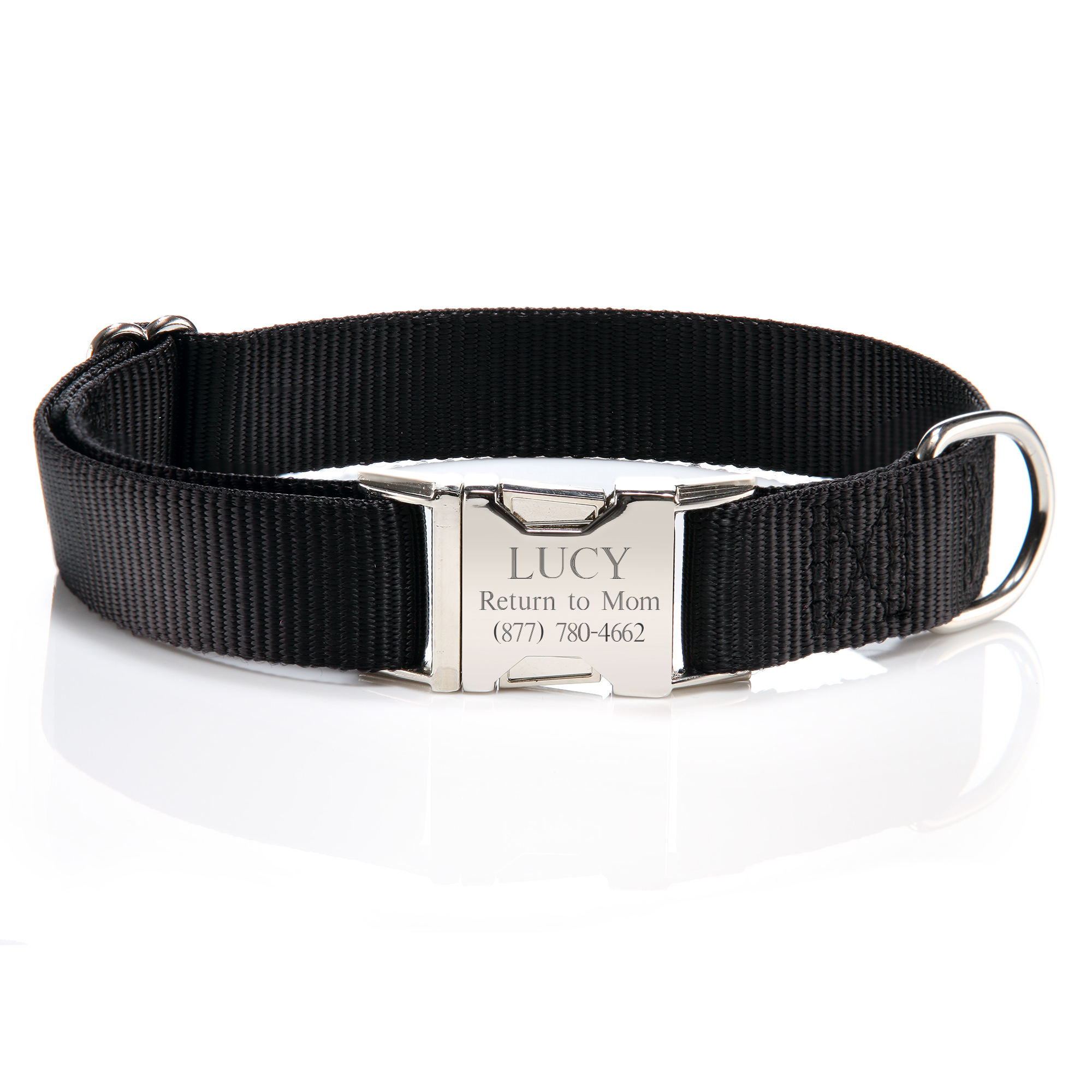 Black Personalized Dog Collar with Metal Buckle | ForAllGifts