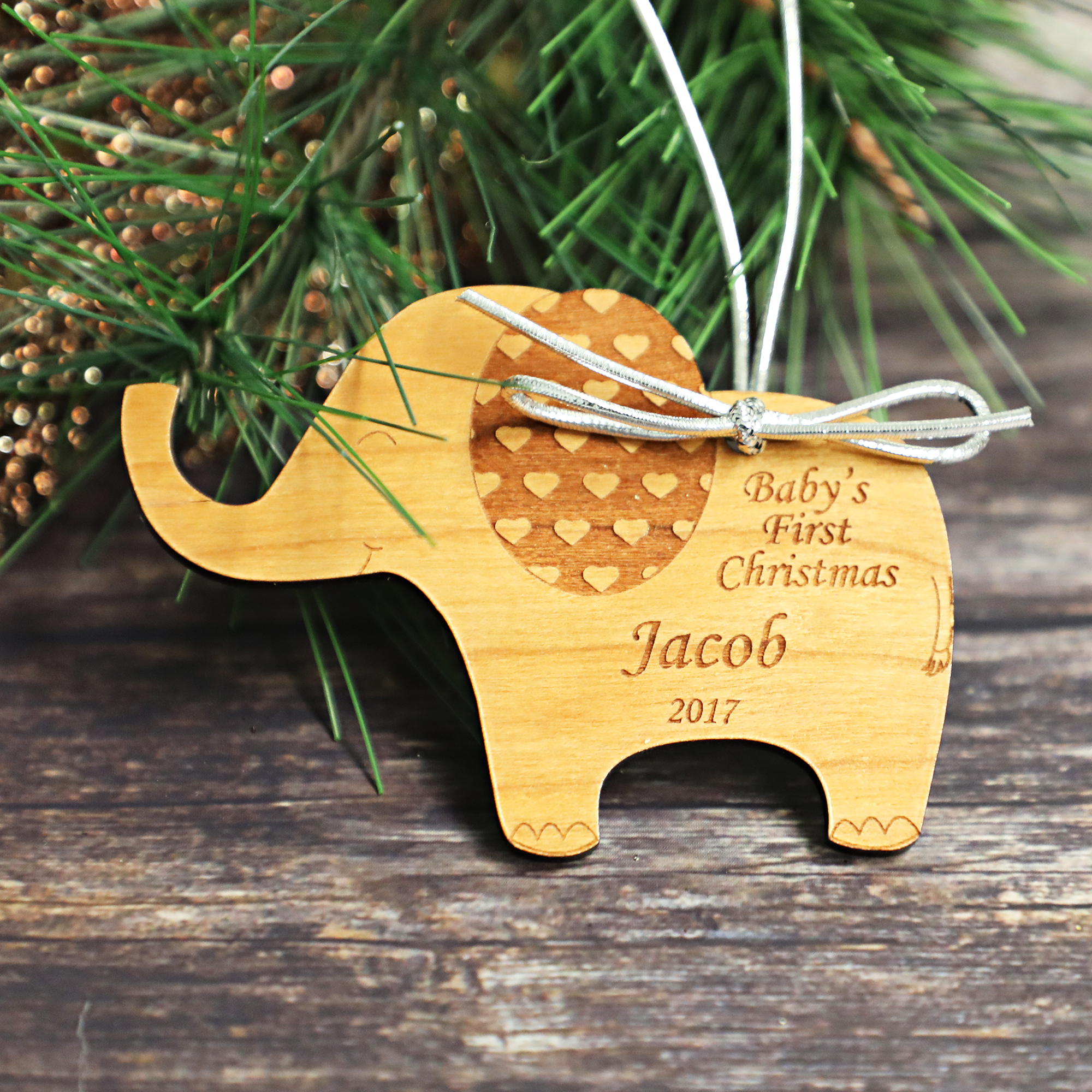 baby elephant christmas ornament