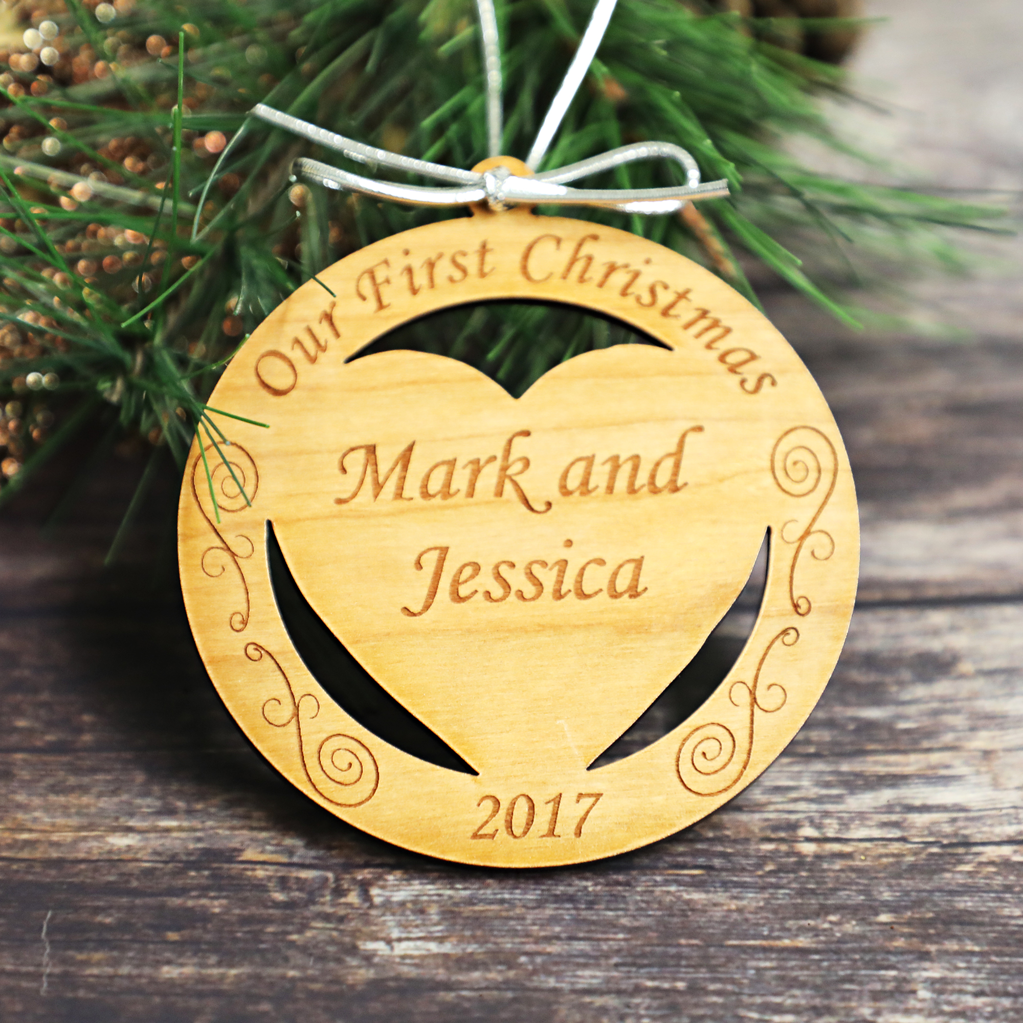 Our First Christmas - Engraved Wood Ornament
